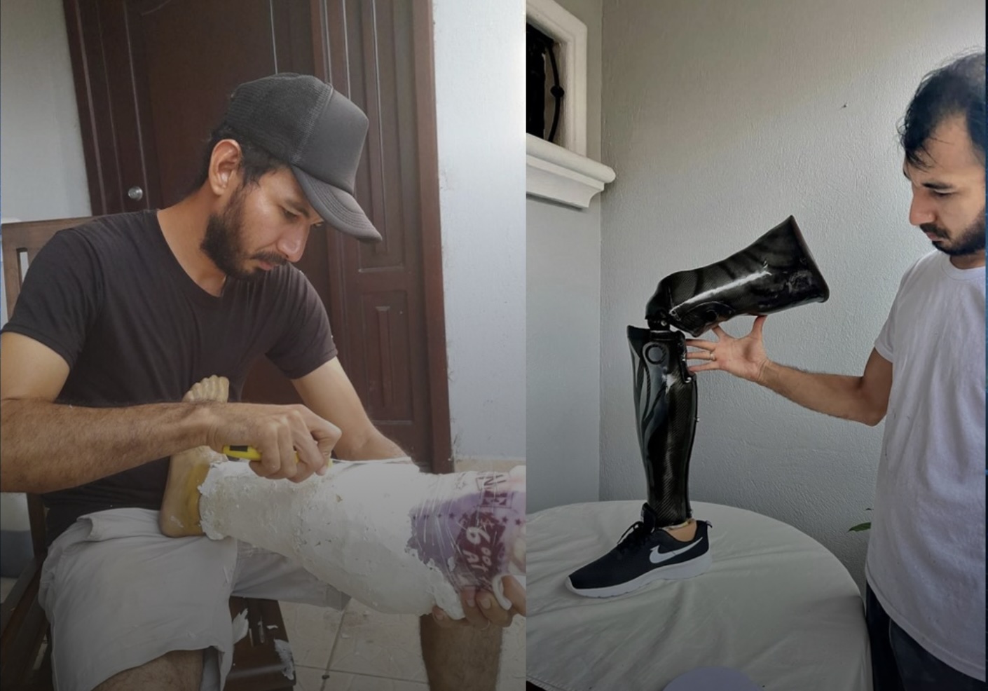 Yeison Silva creando prótesis en su taller